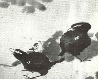 Zhu Da (1626-1705), Lotus and Birds, ca. 1690, detail, handscroll, ink on satin
