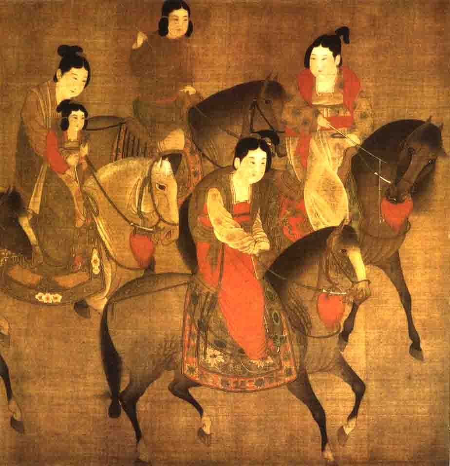 Court Beauties on an Outing, Li Gonglin