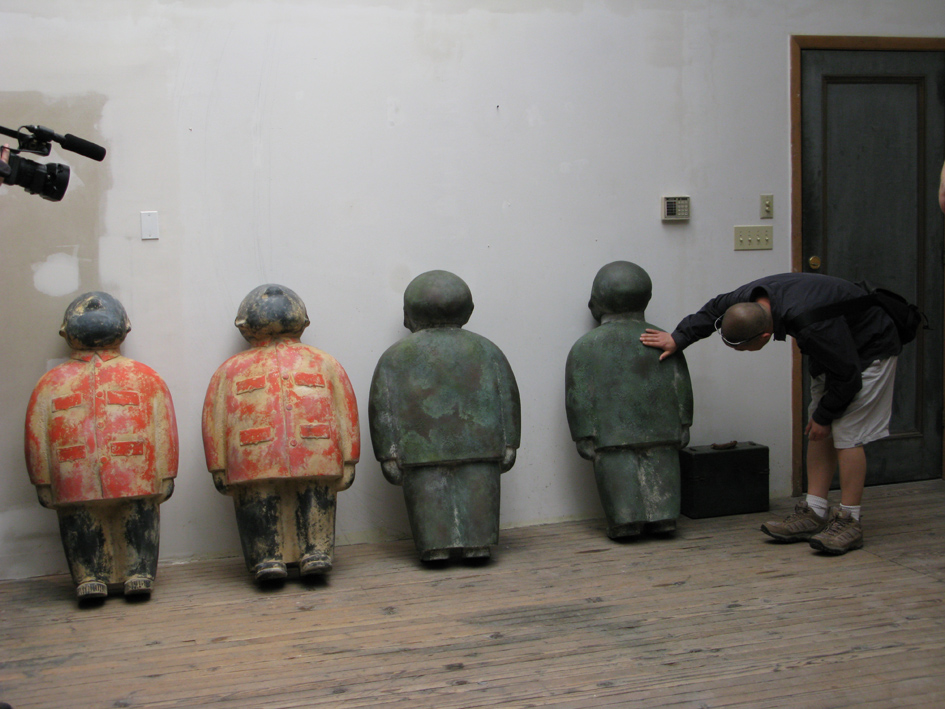 with the sculpture