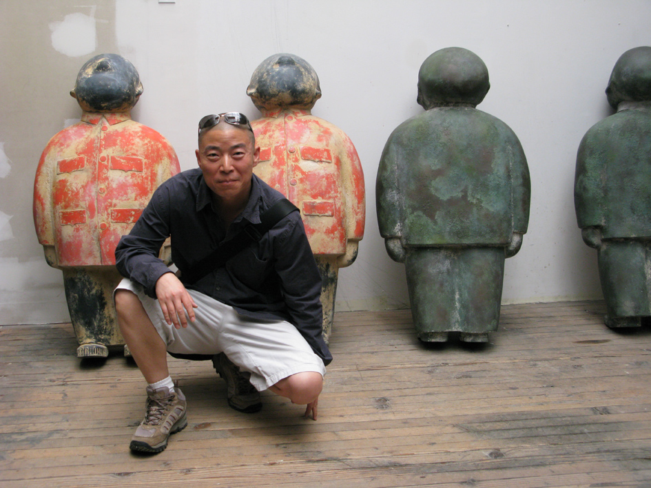 with the sculpture